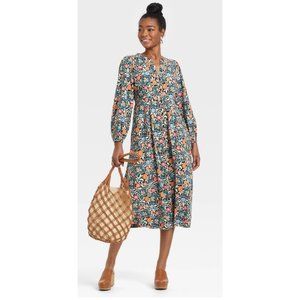 Universal Thread Balloon Long Sleeve Button-Front Floral Dress - Women’s XS